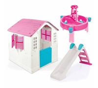 Dolu Playhouse with Water Slide & 3-in-1 Water & Sand Activity Table - Pink
