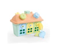 Dolu Shape Sorter Happy House with Lockable Doors in Blue Dolu Blue