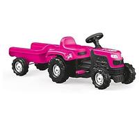 Dolu - Unicorn Tractor Pedal Operated & Trailer - Pink Pedal Powered Ride-On Tractor and Trailer for Kids Aged 3 to 5, Ride-on Pedal Vehicle for Children - Pink