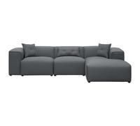 Corner Sofa 3 Seater DOLVA Fabric Dark Grey Left Hand