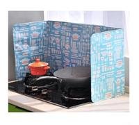 Dolvitrny 3-Sided Stove Splatter, High-Temp Aluminum Oil -Splash Barrier Kitchen Cooking, Foldable Heat Insulation Shield Single Burner, Blue, 39x28x5cm