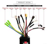 Dolvitrny 36V 48V Sine Wave Controller 26A Electric For Conversion Kit with S866 LCD Display, Hall Sensor PAS Throttle Set for 500W 750W Brushless Motor