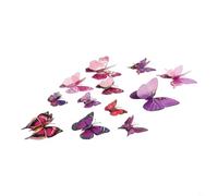 Dolvitrny 3D Butterfly Wall Stickers 12 Pcs - Stereoscopic Double Layer Decal for Bedroom, Home Decoration, Wedding Room, Garden, Balcony - Purple Plastic 3D Animal Art