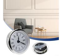 Dolvitrny 61mm Quartz Clock Movement Insert with Roman Numeral Face, Gold or Silvery Trim, DIY Replacement for Wall and Mantel Clocks, Battery Powered (LR44)(Silvery)