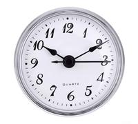 Dolvitrny 70mm Quartz Clock Insert Movement for DIY Clock Replacement - Roman or Arabic Numerals, White Face, Gold/Silvery Trim, Rubber For Ring Mounting(B)