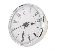 Dolvitrny 70mm Quartz Clock Insert Movement for DIY Clock Replacement - Roman or Arabic Numerals, White Face, Gold/Silvery Trim, Rubber For Ring Mounting(D)