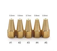 Dolvitrny Acetylene Gas Brazing Nozzles 5-Piece Set for H01-2 Oxy Acetylene Welding, M6 Thread Copper Tips, Multi Flame Heating Nozzle for Refrigerator Pipe(0.8mm)