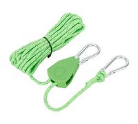 Dolvitrny Adjustable Tent Pulley Rope Buckle with Carabiner Hook for Camping, Canopy & Awning - 4m Lifting Pulley System for 4mm Rope, Stainless Steel and Nylon(Green)