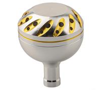 Dolvitrny Aluminium Fishing Reel Rocker Knob Handle - Cold-Forged For Aero Alloy, Anodised & Ergonomic, with Stainless Steel Bearings - for DAIWA Power Handle(38MM silver gold)