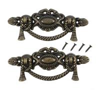 Dolvitrny Antique Bronze Cabinet Handle Set - Retro Zinc Alloy Kitchen Drawer Pull, 115mm Traditional Dresser Handle for Period Style Furniture, 2-Pack