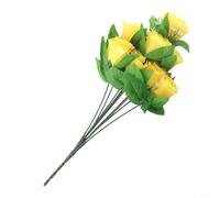 Dolvitrny Artificial Rose Buds Silk Flower Bouquet for Wedding Home Decor Outdoor Vintage Style 10-Stem Arrangement with Realistic Texture and Green(Yellow)