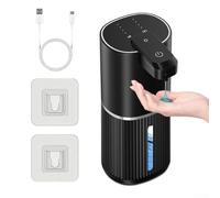 Dolvitrny Automatic Soap Dispenser, USB-C Rechargeable 1200 mAh, IPX5 Waterproof ABS/PP, 380 mL Transparent Tank, 4 Adjustable Dispensing Levels, for Bath(LIQUID-BLACK)