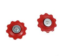 Dolvitrny Bicycle Rear Derailleur Wheels, 10T/13T/15T Guide Pulleys, Lightweight Plastic Rollers For 6/7/8 Speed Drivestrain Systems, Red, 2 Pack(10T)
