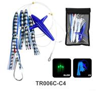 Dolvitrny Big Game Fishing Teaser Rigged Feather Trolling Lure - UV-Reflective Squid Tuna For Daisy Chain Saltwater Artificial Bait for Offshore & For Deep Sea Trolling(C 4)