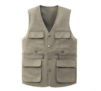 Dolvitrny Breathable Sleeveless Jacket for Photography Safari | 16 total pockets, 12 outside 4 inside, ample gear storage, zip closure, plain pattern design