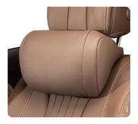 Dolvitrny Car Headrest Pillow for Neck Support - Premium Nappa Artificial Leather, Breathable Perforated Design, Ergonomic S-Shape Contour, All-Se(BROWN)