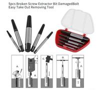 Dolvitrny Chrome Vanadium Screw Extractor Set, 5-Piece Left-Handed Spiral for Easy-Out Drill Bits for Broken, Stripped or Rusted Bolts and Fasteners, 4-18 mm
