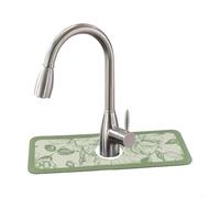 Dolvitrny Diatomaceous Earth Drain Mat for Kitchen Countertop - Absorbent Sink Drain Pad with Non-Slip Rubber Backing, Floral Design, Fits Faucet & RV Bathroom(C)