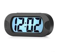 Dolvitrny Digital Alarm Clock with Large LCD Display, Snooze Function, Night Light & Dual Power: USB Corded or 3x AAA Battery (Silicone Shockproof Travel(black)