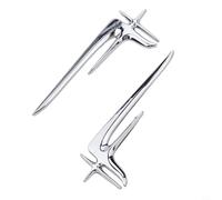 Dolvitrny Extended Edition Chrome L Emblems Pair | Metal Car Side Badges | 3D Silver Decals for Exterior Body Decoration | Peel and Design