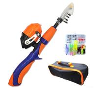 Dolvitrny Fly Fishing Rod For Combo for Kids - Compact Retractable Travel Fly Fishing Kit with Ceramic Guide Rings & Nylon Handle, Parent-Child Fishing Set(Orange)