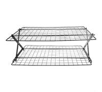 Dolvitrny Folding Cooling Rack, Collapsible 2 3 4 Tier Stackable Iron Shelf, Lasting Build, Space Efficient Design for Cookies Cakes Muffins Bread Baking(Two-layer)