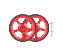 Dolvitrny for Brompton Replacement Wheels 60mm Folding Bike Casters Lightweight Aluminium Silent Sealed Bearing Anti Slip Rubber Rollers(Red, Pair)