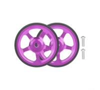 Dolvitrny for Brompton Replacement Wheels 60mm Folding Bike Casters Lightweight Aluminium Silent Sealed Bearing Anti Slip Rubber Rollers(Purple, Pair)
