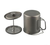 Dolvitrny For Press Coffee Maker, 750ml Portable Hand Brewed Coffee Cup for Camping, Hiking & Outdoor Use, Foldable Handle, Stainless Steel Filter