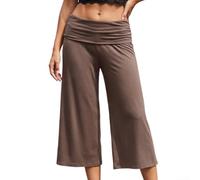 Dolvitrny Gaucho Pants For Women Fold Over Low Rise Flowy Wide