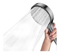 Dolvitrny Handheld Shower Head, High-Pressure Air Boost with 4 Spray Modes, 137mm Large Panel, ABS Construction, for Standard 4-Inch Fittings(GRAY)