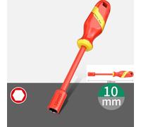 Dolvitrny High Voltage Socket Wrench 1000V VDE Certified for Electricians, Insulated Hex Socket Tool with TPE Coating, Red Alloy Steel Construction(10mm)
