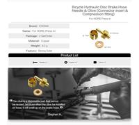 Dolvitrny Hydraulic Brake Hose Nut Fitting Kit for Hope Tech3 /E4/X2 - Copper & Stainless Steel For Brake Adapter with Olive End, Compatible with(Open)