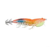 Dolvitrny Lightweight Luminous Egi Lure for Squid, Octopus & Cuttlefish Fishing - Glow-in-the-Dark Shrimp Imitation Jig with 3D Scanned Detail, 120mm, 24.8g(Orange Blue)