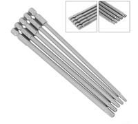 Dolvitrny Long Torx-Bits Set with 150mm Length, 5-Piece T10-to-T30 Screwdriver Bits, 6.35mm Hex Shank Hardened Alloy Steel for Electric Drills and Drivers