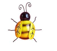 Dolvitrny Metal Bee Ornament for Garden Wall Art, 11.5 x 9 x 4.5 cm Iron Outdoor Decorative Figurine, Yellow Summer Garden Decoration for Patio, Balcony, Home & Garden