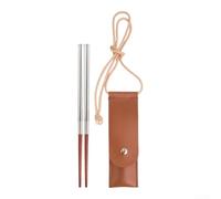 Dolvitrny Portable Folding Chopsticks Set, Camping & Hiking Utensils | Wooden Travel Cutlery Set, Natural Rosewood & Chicken Wing Wood, Stainless Steel Joints, Red Sandalwood Case