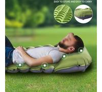 Dolvitrny Portable Inflatable Sleeping Pad for Camping & Backpacking - 20-Second Foot Inflation, Body Mapping Support, 50D Nylon Wear-Resistant(Army yellow and gray)