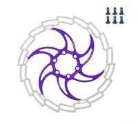 Dolvitrny Stainless Steel 180Mm Disc Brake, 6 Bolt Mount Design, 4.4Cm Hole Spacing, Construction For Off-Road And City Bikes(Purple)