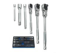 Dolvitrny Swivel Head Socket Wrench Set with 72-Tooth Mechanism, 6PC Flexible Ratcheting Extension Bar for 1/4 3/8 1/2 Inch Drive Tools