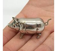 Dolvitrny Vintage Pig Figurine Tape Measure for Crafters, Retractable Mini Measuring Tool with Antique Finish, Cute Animal Themed Sewing Accessory in Nickel(1PCS)
