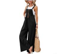 Dolvitrny Women's Cotton Strap Jumpsuit High Waist Retro Style | Soft cotton material, mid-waist , straight leg type, pocket functionality, casual daily wear