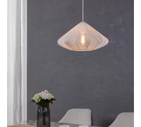 DOLWEN Single Oval Pendant Light - White Fabric Shade Ø42.5cm E27