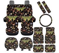 Dolyues 13-Piece Floral Green Butterfly Universal Car Accessories Interior