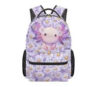 Dolyues 1st Grade Back to School Backpack for Elementary Girl Ages 6-8 Kawaii Axolotl Daisy Flower Book Bags for Kids Large Capacity Travel Backpacks
