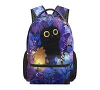 Dolyues 1st Grade Kawaii Backpack for Elementary Girl Ages 6-8 Black Cat School Book Bags for Kids with Compartments Large Capacity Travel Backpacks