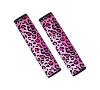 Dolyues 2 Pcs Black Hot Pink Leopard Pattern Car Seat Belt Covers Soft Comfortable Auto Belt Cushion Pad Shoulder & Neck Support for Driving