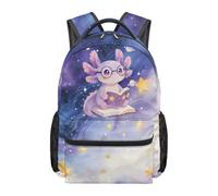 Dolyues 2nd Grade Girl Back to School Backpack Ages 8-10 Kawaii Axolotl Galaxy Book Bags for Elementary Kids Easy Carry Lightweight Travel Daypack