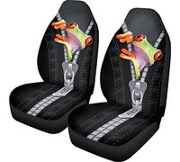 Dolyues 3D Animal Frog Print Front Pair Seat Covers for Car Front Seat Protectors,Fit Most Car Truck Suv Vans,Auto Accessory