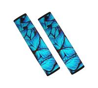 Dolyues 3D Blue Butterfly Print Car Seat Belt Covers Set of 2,Protect Neck and Shoulder Safety for Women,Auto Seat Belt Pads